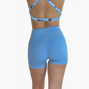 Kali Super Soft Blue High Rise Yoga Shorts (Yoga, Dance, Cheer)