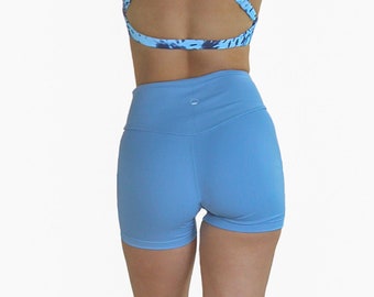 Kali Super Soft Blue High Rise Yoga Shorts (Yoga, Dance, Cheer)