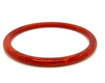 Vintage Red Orange Marbled Bakelite Bracelet