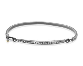 Oxidized Black Sterling Silver Bracelet with 24K Gold and Diamond Accents