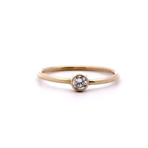 14KT Solid Yellow Gold Diamond Bezel Stackable Ring