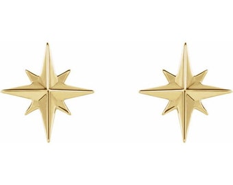 14K Gold Night Star Post Earrings