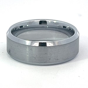 Tungsten Wedding Band with beveled edges