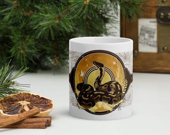 Herbst Ball Python Becher, Reptil Keramik Trinkgefäß, Geschenk für Schlangenliebhaber und Besitzer