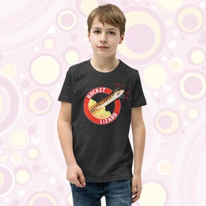 Youth Rocket Lizard Blue Tongue Skink Tee, silly reptile gift, cute lizard owner
