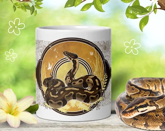 Herbst Ball Python Becher, Reptil Keramik Trinkgefäß, Geschenk für Schlangenliebhaber und Besitzer