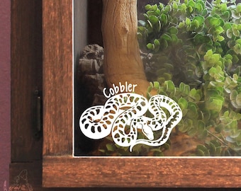 Children's Python Vinyl Decal Cute Snake Reptile Sticker, Gift for Reptile Owners and Lovers, Enclosure or Terrarium Decor Name Tag