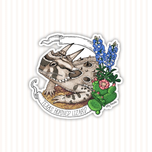 Texas Horned Toad Lizard Sticker, Cute Reptile Gift