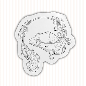 Crested Gecko Sticker, crested gecko decal, gecko sticker, crested gecko art, vinyl sticker, reptile sticker, gecko decal