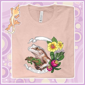 Crested Gecko Banner TShirt, Cute Lizard Apparel, Reptile Owner Shirt