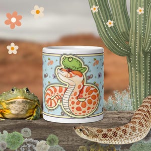 Albino Hognosorm med groda Keramisk mugg - Gåva för reptilälskare