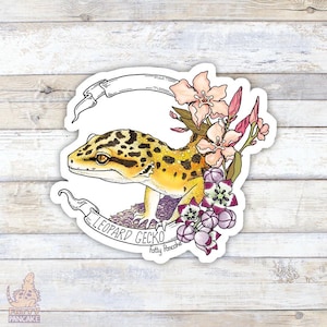 Adesivo in vinile con striscione &quot;Geco leopardo&quot;, regalo per amanti e proprietari di rettili, accessori per laptop e bottiglie d&#39;acqua