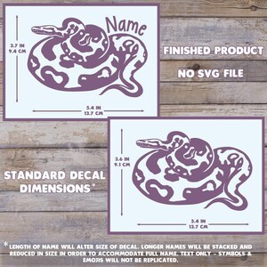 Ball Python Customizable Decal, Personalized Cute Snake Tank Decor, Gift for Snake Lovers and Owners image 3