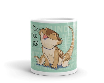 Silly Bearded Dragon Mug, Ceramic Gift Coffee or Tea Mug for Beardie and Reptile Lovers and Owners, Cute Lizard Mug