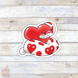 Naklejka winylowa Ball Python Heart, prezent dla miłośników i właścicieli gadów, akcesoria do laptopów i butelek na wodę