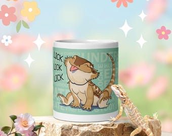 Silly Bearded Dragon Ceramic Mug - Gift for Reptile Lovers