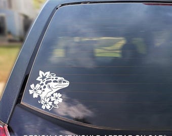 Leopard Gecko with Flowers Decal, leopard gecko sticker, leopard gecko gift, gecko lizard decal, reptile decal sticker gift