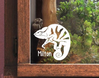 Panther Chameleon Customizable Decal, Gift for Reptile Lovers and Owners, Enclosure Name Tag Decor