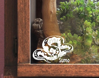 Calcomanía personalizable de pitón de sangre, calcomanía de pitón de cola corta, regalo para amantes y dueños de reptiles y serpientes, etiqueta con nombre para decoración de tanque
