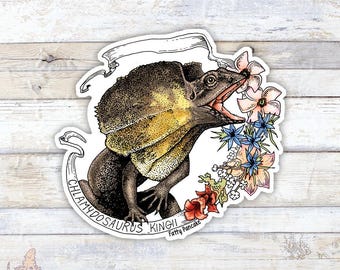 Frilled Lizard Vinyl Sticker, Cute Lizard Gift for Reptile Lovers and Owners, Sticker for Water Bottle and Tumblers