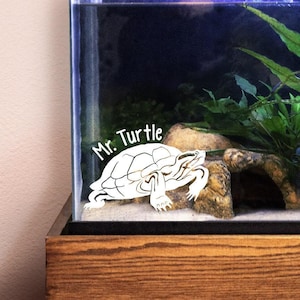Red Eared Slider Customizable Decal, Cute Turtle Sticker Gift for Reptile Owners and Lovers, Enclosure Name Tag Decor