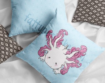 Axolotl Throw Pillow - Gift for Amphibian Lover and Keepers