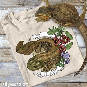 Hellbender Banner Tshirt, Amphibian Gift Apparel, Snot Otter