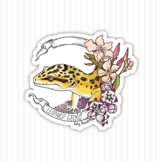 Leopard Gecko Banner Sticker gecko vinyl sticker cute lizard reptile