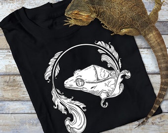 Crested Gecko Flourish Unisex Tee, Reptile Lover, Lizard Owner Gift