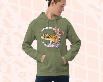 Sudadera con capucha y estampado de gecko leopardo, bonita prenda de lagarto, regalo para dueños de reptiles.