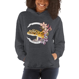 Leopard Gecko Banner Hoodie, cute lizard apparel, reptile owner gift