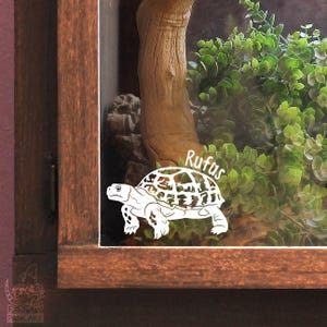 Russian Tortoise Customizable Decal, Gift for Reptile Turtle Owners and Lovers, Enclosure or Terrarium Decor Name Tag