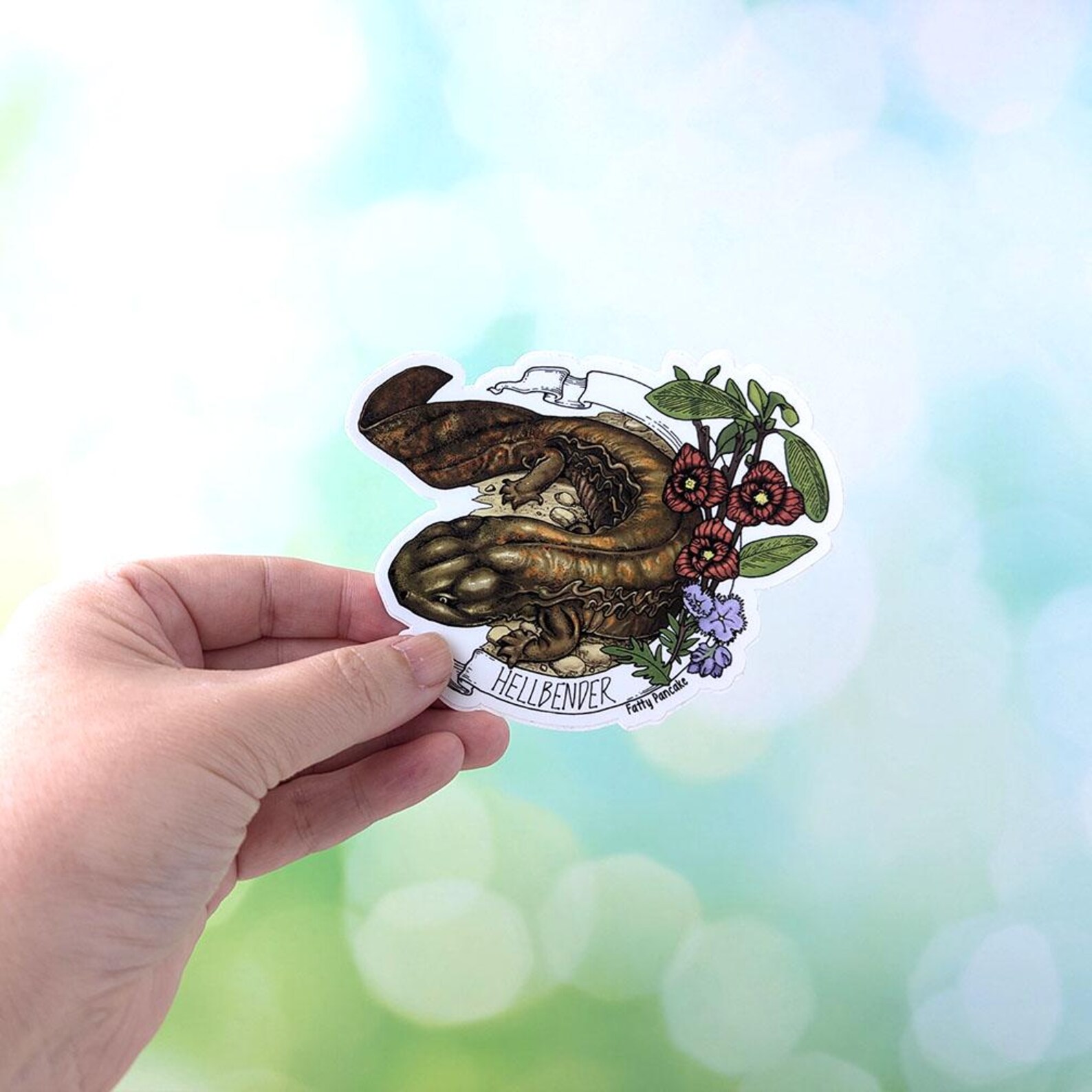 Hellbender Banner Sticker, Cute Amphibian Snot Otter Permanent Vinyl ...
