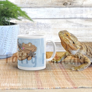 Crested Gecko Mug, Cute Gecko Gift Ceramic Drinkware, Reptile Coffee Cup, Itsy Bitsy Sticky Feet