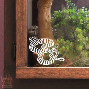 Calcomanía personalizable de pitón de cabeza negra, regalo para amantes y dueños de reptiles y serpientes, etiqueta con nombre para decoración de tanque