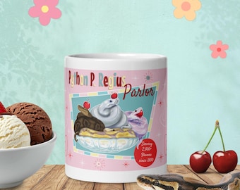Kubek w stylu retro z różowym pytonem królewskim – prezent dla właścicieli węży