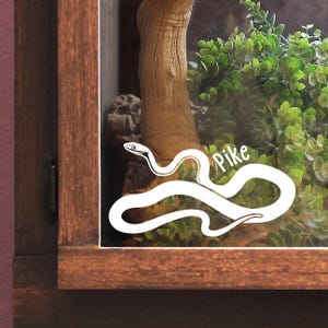 Rough Green Snake Customizable Decal, Gift for Reptile Owners and Lovers, Enclosure Decor Name Tag