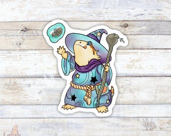 Bearded Dragon Halloween Sticker Wizard, Cute Reptile Sticker for Lizard Lovers, Permanent Sticker Accessories for Laptops and Water Bottles