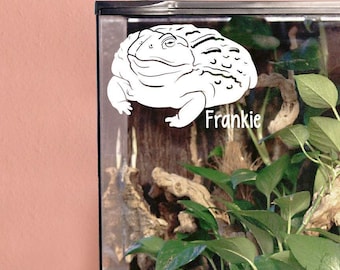 Adesivo in vinile personalizzabile a forma di rana fata, regalo per proprietari e amanti di anfibi, targhetta decorativa per recinto.