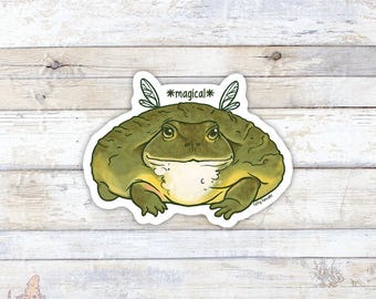 Adesivo magico Pixie Frog, simpatico adesivo regalo anfibio per amanti e proprietari di rane, accessori per laptop e bottiglie d'acqua