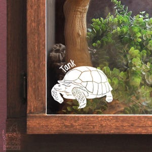 Sulcata Tortoise Customizable Decal, Gift for Reptile Owners and Lovers, Enclosure or Terrarium Decor Name Tag