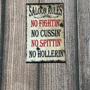 Saloon Rules Poster  - this is not life size.
