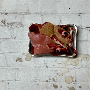 1 pc Bloody Bits Bones Eyeballs Specimen Dish - this is not life size.