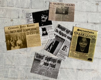 Best Seller - 6 pc Oct 31st Halloween Newspaper Clippings - This item is not life size.