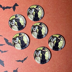 6 pc set Owl & Black Cat PAPER Plates - this is not life size. Approx 1”.