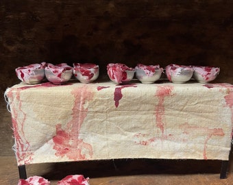 1 pc Metal Bowl with Bloody Rags - this is not life size.