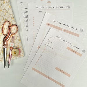 Sewing Planner - Printable Sewing Project Organiser, Body Measurements, Monthly Sewing Planner by What She Made