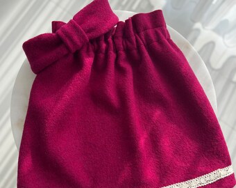 Walk skirt & headband for children's walk wool fuchsia