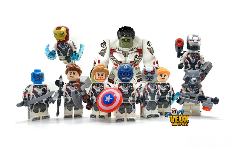 Avengers 4 Endgame Custom Minifigures Set Of 10 Hulk Thor Iron Man Captain America War Machine Ant Man Rocket Black Widow Hawkeye