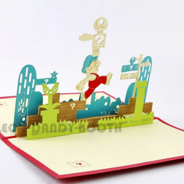 Super Mario--3D Greeting Card | 3D Birthday Card | Children's Birthday Card | Pop Up Card | Pop Out Card | Friendship Card | Childhood Game
